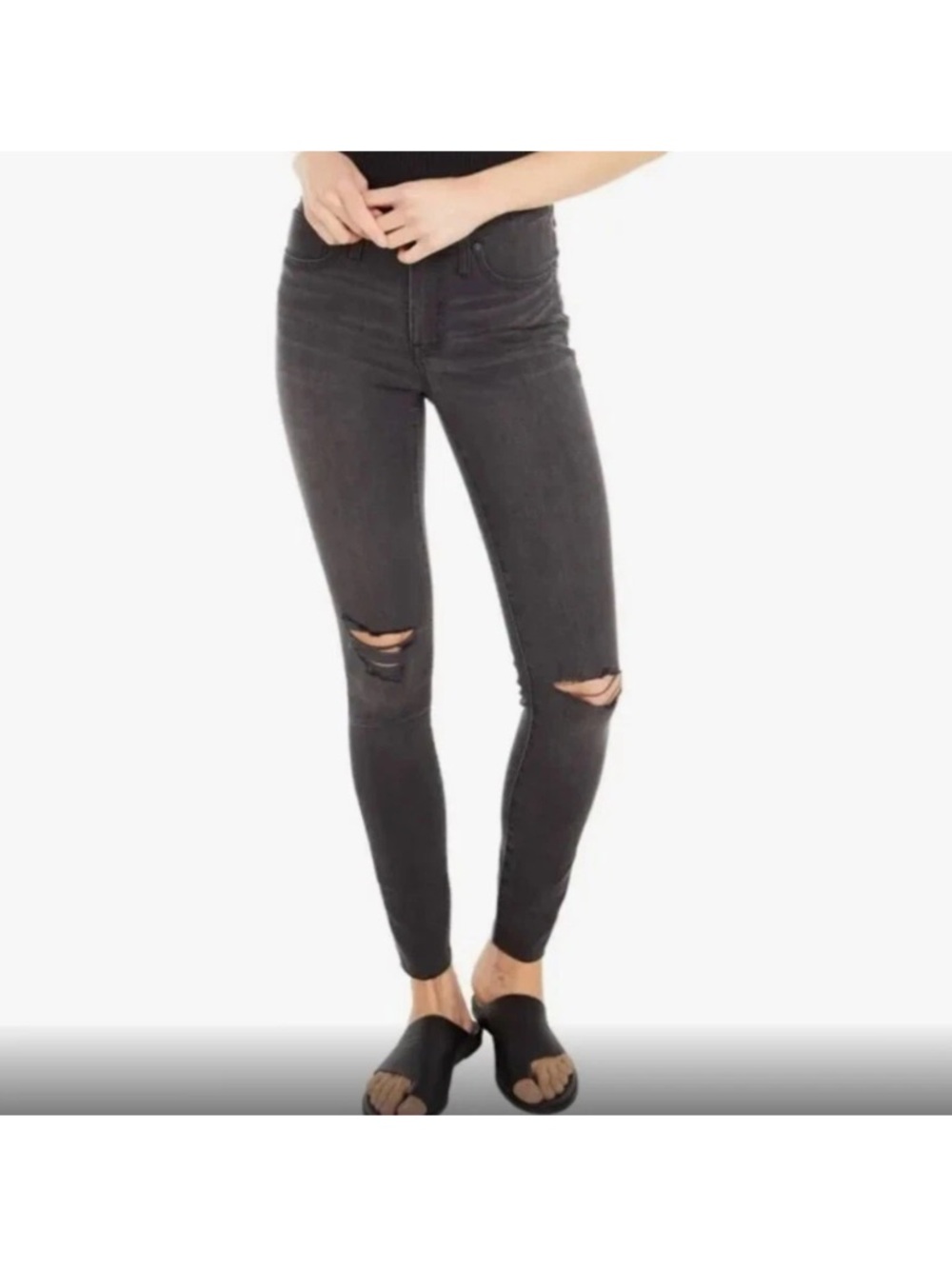 Madewell Black Ripped High-Rise Skinny Jeans